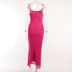 Square-Neck Strappy Open-Back Midi Dress