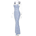 Floral Mermaid Maxi Dress with an Open Back