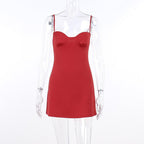 Sweetheart-Neck Strappy Ruched Mini Dress with an Open Back