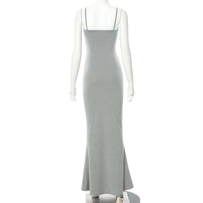 Mermaid Strappy Sleeveless Maxi Dress with a Square Neck