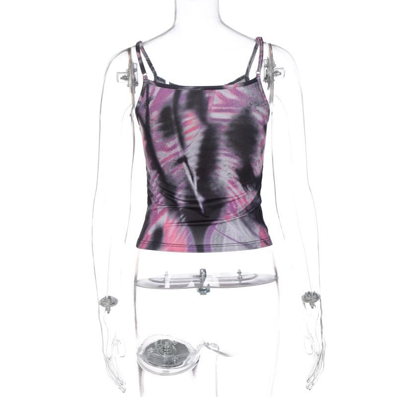 Strappy Open-Back Contrast-Detail Cami Top
