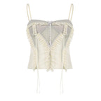 Strappy Open-Back Ruffled Cami Top