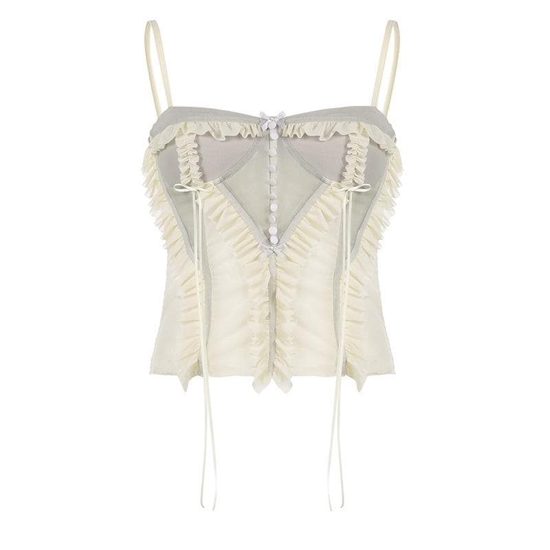 Strappy Open-Back Ruffled Cami Top