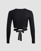 Cropped Wrap-Style Crop Top with Cutout Details