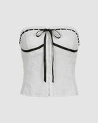 Strapless Cropped Top with Ribbon Details