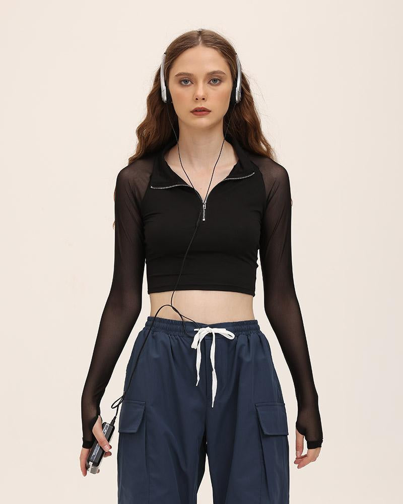 Cropped Mesh Crop Top