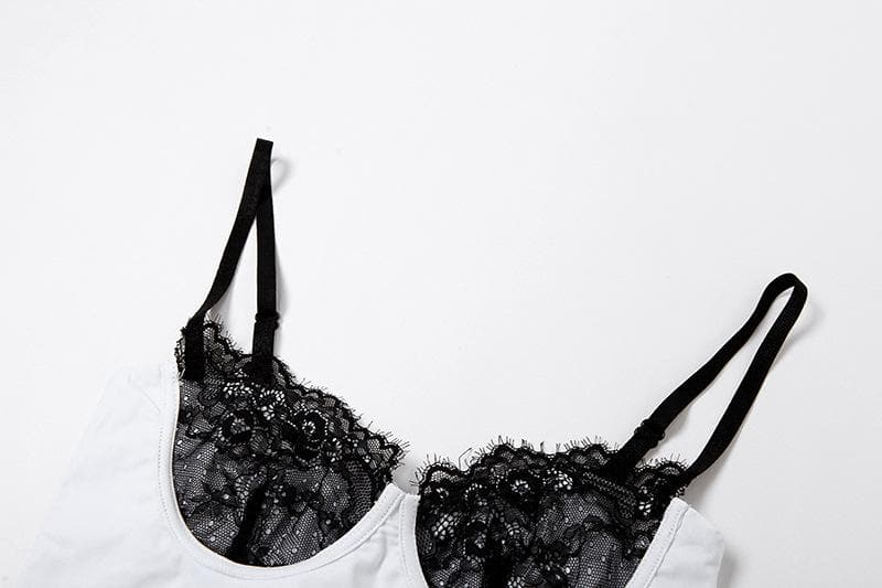 Lace Strappy Cropped Cami Top with an Open Back