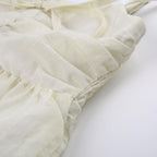 Strappy Ruffled Ruched Cami Top with a V-Neck
