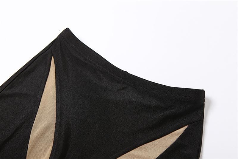 Strapless Contrast-Detail Sleeveless Co-Ord Set with an Open Back