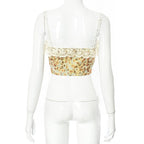 Floral Lace Ruffled Corset Top with Lace-Up Details