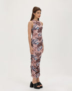 Ruched Long-Sleeve Tank Dress with Butterfly Details
