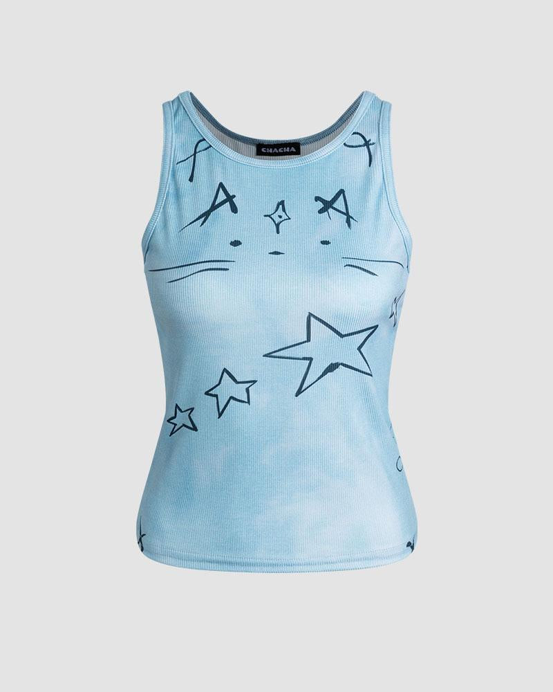 Distressed Sleeveless Tank Top