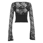 Square-Neck Lace Strappy Two-Piece Set