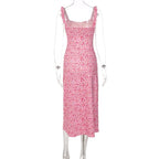 Printed Square-Neck Strappy Midi Dress