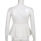 Lace Strappy Zip-Front Cami Top with an Open Back
