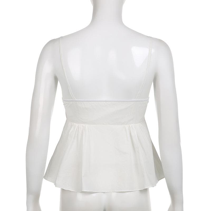 Lace Strappy Zip-Front Cami Top with an Open Back