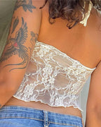 Blue Strappy Cami Top with Lace Details