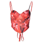 Tie-Dye Strappy Cami Top with Lace-Up Details
