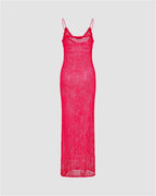 Crochet Strappy Mesh Maxi Dress