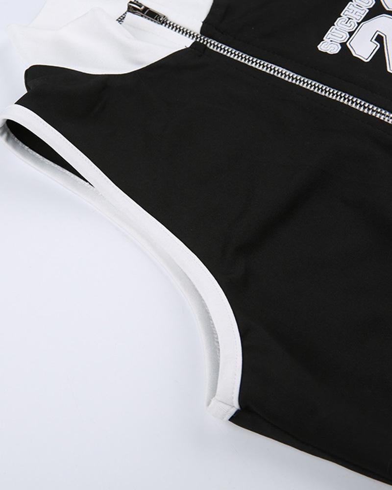 Strappy Zip-Detail Sleeveless Top