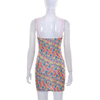 Lettered Square-Neck Strappy Mini Dress