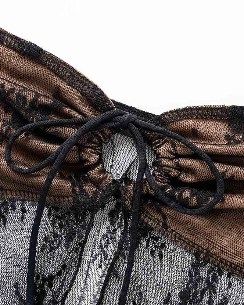 Lace Bandeau Draped Top