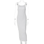 Strappy Open-Back Midi Dress with a Split Detail
