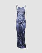 Satin Long-Sleeve Maxi Dress