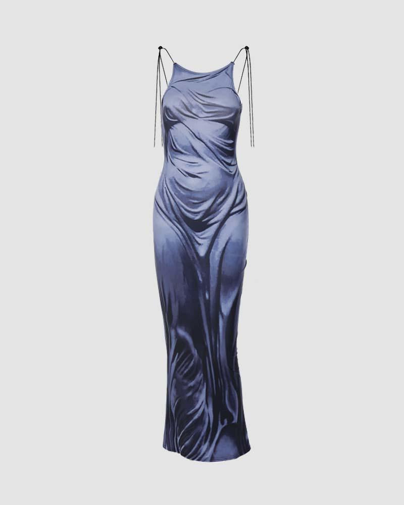 Satin Long-Sleeve Maxi Dress