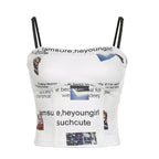 Lettered Corset-Style Strappy Cami Top