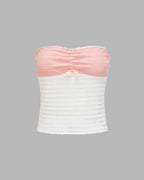 Lace Strapless Top with Ruffle Details