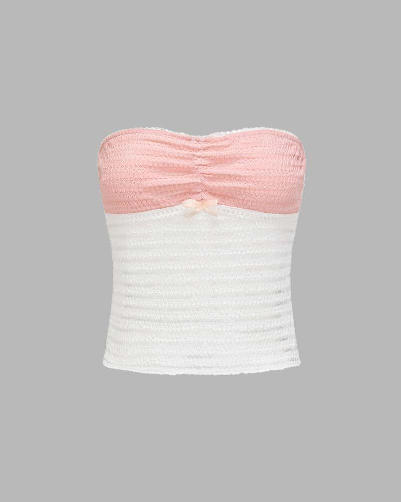 Lace Strapless Top with Ruffle Details