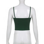 Star-Print Ribbed Strappy Cami Top with a V-Neck