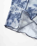 Abstract-Print Mesh Long-Sleeve Top