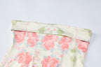 Floral Strapless Contrast-Detail Dress with an Open Back
