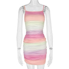 Ombré Square-Neck Strappy Dress with an Open Back