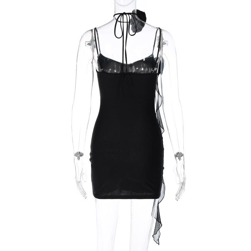 V-Neck Strappy Open-Back Mini Dress