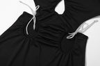 Plunging-V Strappy Knotted Dress with Cutout Details