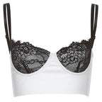 Lace Strappy Cropped Cami Top with an Open Back