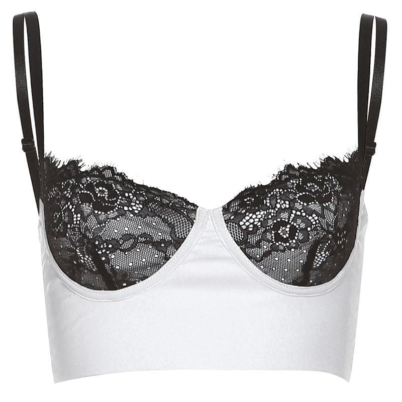 Lace Strappy Cropped Cami Top with an Open Back