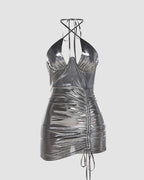 Short-Sleeve Dress with a Halter Neck