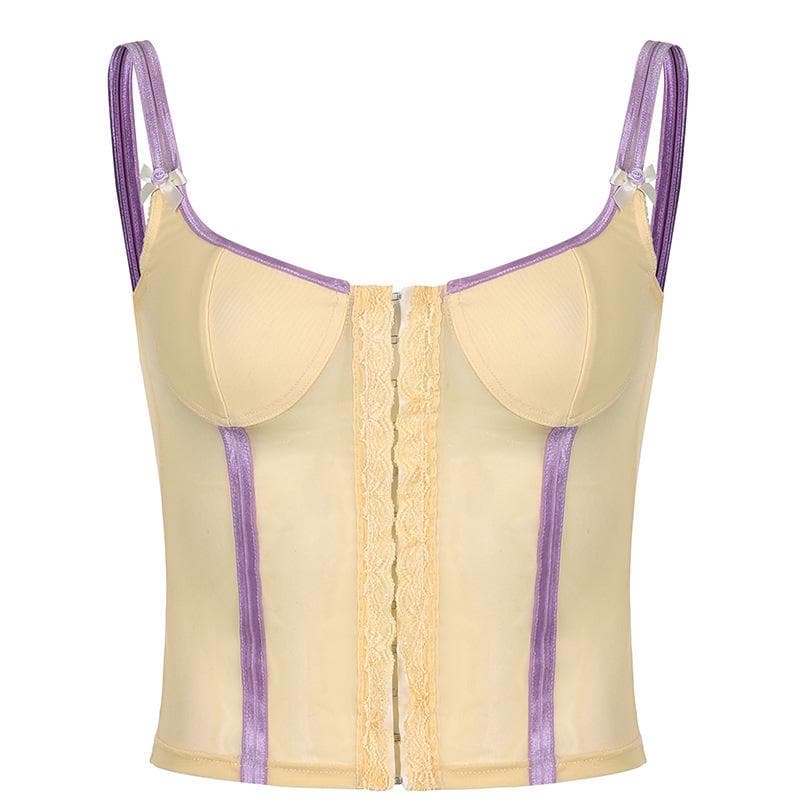 Strappy Open-Back Cropped Cami Top with Lace Details
