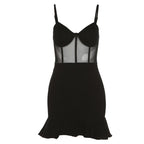 Strappy Ruffled Mesh Mini Dress with Ruched Details