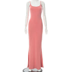 Mermaid Strappy Sleeveless Maxi Dress with a Square Neck