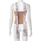 Floral Strapless Open-Back Top with Panel Details