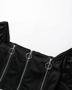 Cropped Long-Sleeve Crop Top with a Front Zip