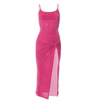 Strappy Open-Back Knotted Midi Dress with a Scoop Neck