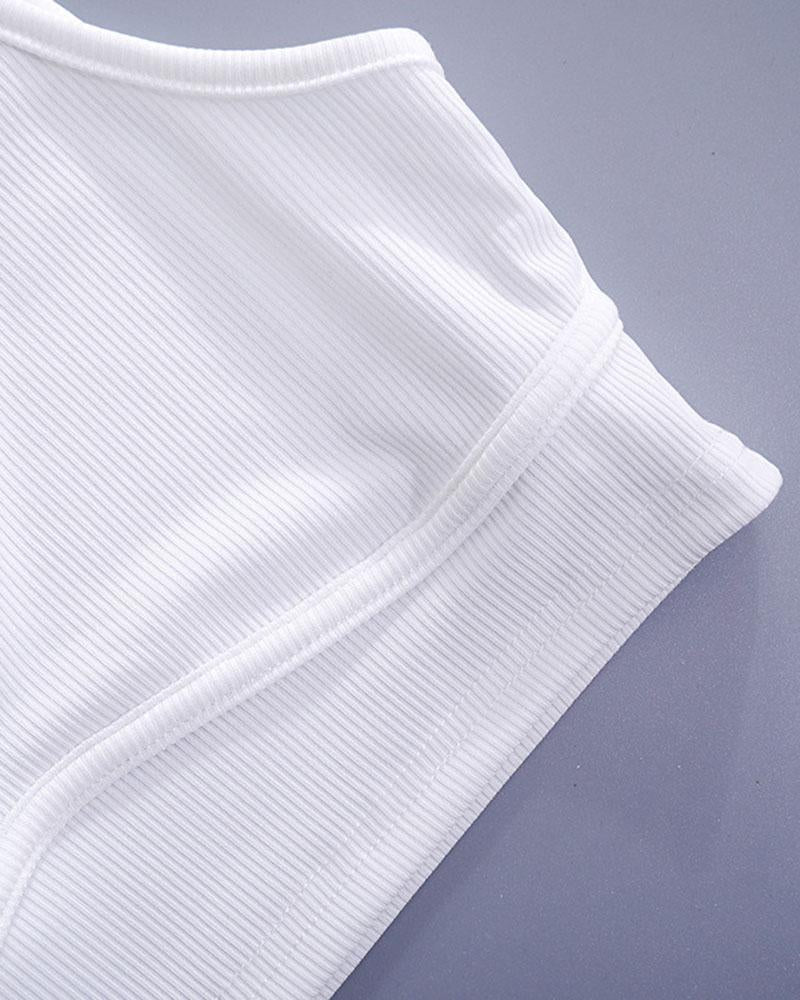 Ribbed Cropped Sleeveless Top
