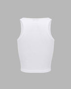 Lettered Strappy Tank Top with Rhinestone Accents