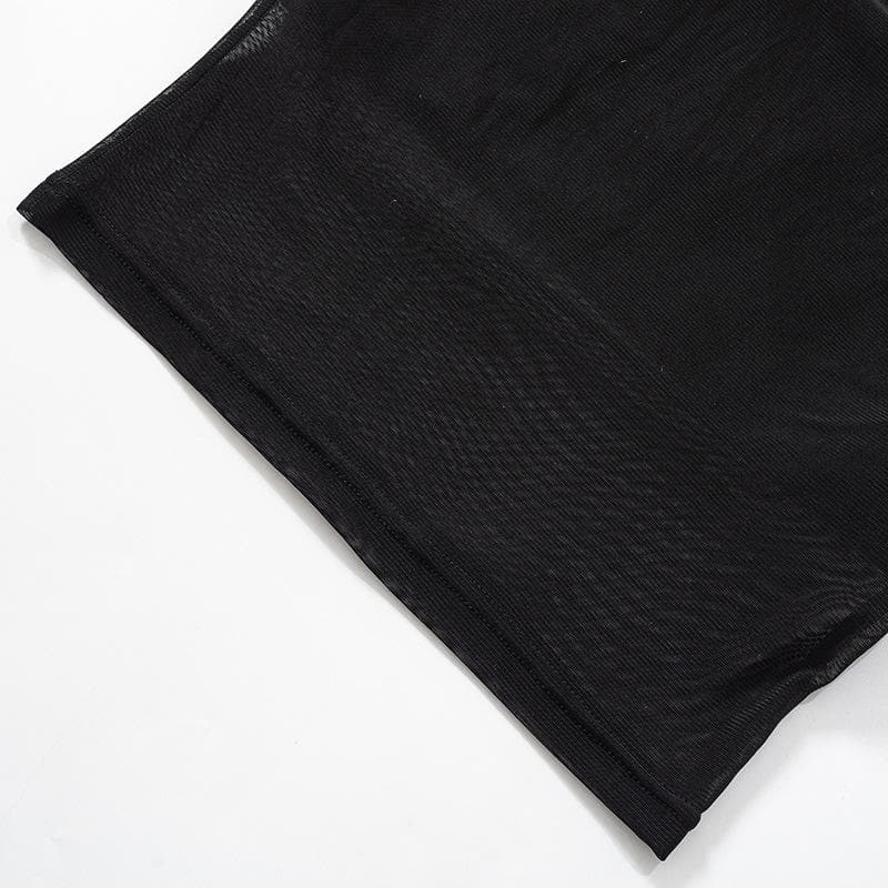 Strapless Open-Back Mesh Top